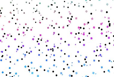 Aydınlık Çokrenkli, gökkuşağı vektör dokusu dairesel ve küp şeklinde. Renkli daireler, üçgenler, kareler çizilmiş bir resim. İş ilanları, broşürler, broşürler için desen