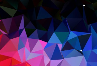 Açık mavi, kırmızı vektör çokgen desen. Gradyanı olan üçgen geometrik örnek. Tasarımınız için yeni doku.