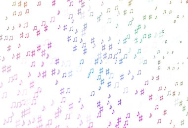 Müzik sembollü soyut vektör arkaplanı. Soyut tarzda dekoratif tasarım ve müzik şekilleri. Fasion dergileri için şablon.