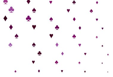 Light Purple vector template with poker symbols. Blurred decorative design of hearts, spades, clubs, diamonds. Smart design for your business advert of casinos.
