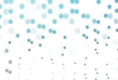 Yılbaşı kar taneleriyle açık mavi vektör deseni. Yılbaşı tarzında parlak renkli resimli kar. İş ilanınız için yeni yıl tasarımı.