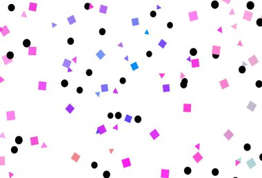 Açık Pembe, mavi vektör desenli, daireli, küplü. Küreler, kareler ve çizgilerle soyut çizimler. İniş sayfası için modern şablon.