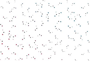 Açık mavi, kırmızı vektör çemberli çokgen biçiminde. Renkli daireler, üçgenler, kareler çizilmiş bir resim. Reklamlar için desen.