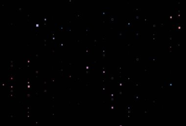 Koyu mavi, kare şeklinde kırmızı vektör şablonu. Dikdörtgen şekilli soyut çizimler. Reklamınız, posteriniz, afişiniz için en iyi tasarım.