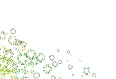 Açık yeşil, noktalı sarı vektör arkaplan. Doğa tarzında bulanık halkaları olan güzel renkli çizimler. Marka kitabın için tamamen yeni bir şablon.