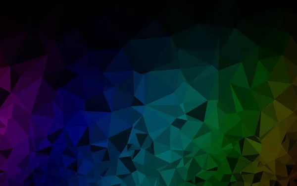 Tmavý Vícebarevný Duhový Vektor Zářící Trojúhelníkové Pozadí — Stockový vektor