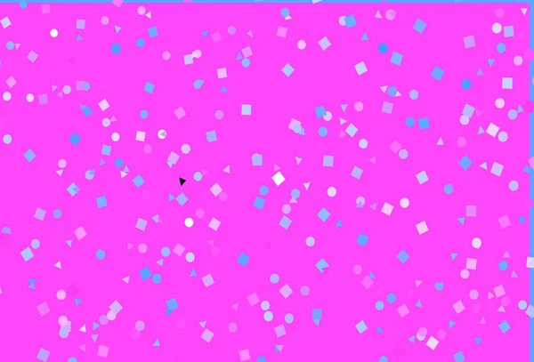 Hellrosa Blaue Vektorschablone Mit Kristallen Kreisen Quadraten Glitzernde Abstrakte Illustration — Stockvektor