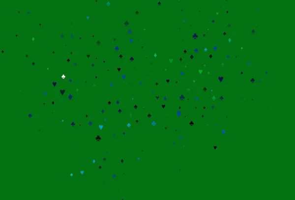 Lichtblauwe Groene Vector Template Met Poker Symbolen Wazig Decoratief Ontwerp — Stockvector