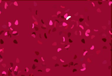 Memphis şekilli açık pembe vektör şablonu. Renkli rastgele şekillerle modern soyut illüstrasyon. Kartvizitiniz için modern tasarım.