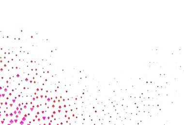 Açık Kırmızı, iskambil kağıtlı sarı vektör dokusu. Kupa, maça, sinek ve elmasların olduğu bir resim. Poker oyunları ve etkinlikler broşürleri için desen.