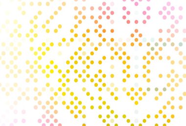 Açık pembe, benekli sarı vektör kaplama. Soyut arka planda bulanık kabarcıklar ve renkli gradyan. Suyun deseni, yağmur damlaları.