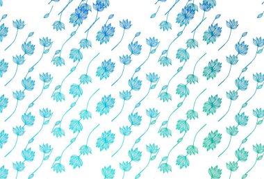 Açık mavi, yeşil vektör karalama arkaplanı. Yapraklı modern geometrik soyut çizim. Web siteniz için Doodle tasarımı.