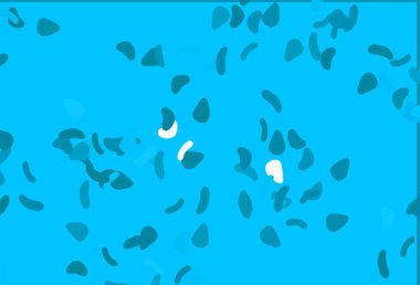 Memphis şekilli açık mavi vektör şablonu. Renkli rastgele şekillerle modern soyut illüstrasyon. Bir cep telefonu için arka plan.