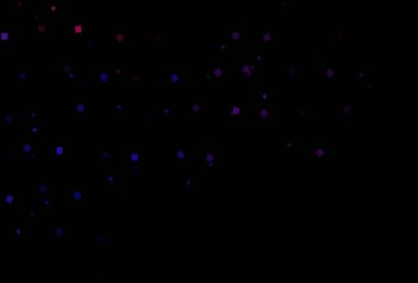 Lacivert, kırmızı vektör arkaplan, üçgenler, daireler, küpler. Soyut tarzda dekoratif tasarım, çizgiler, noktalar, küplerle. İş ilanları, broşürler, broşürler için desen