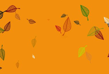 Soyut renkli yapraklarla dekoratif illüstrasyon. Web sitesi için desenli desen.