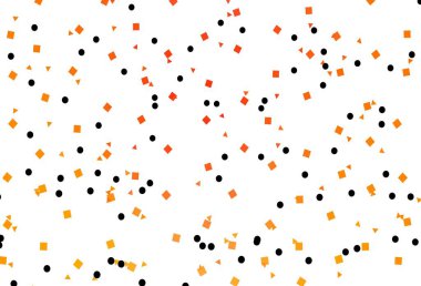 Açık sarı, turuncu vektör dokusu, daire şeklinde, küp şeklinde. Renkli daireler, üçgenler, kareler çizilmiş bir resim. İş ilanları, broşürler, broşürler için desen