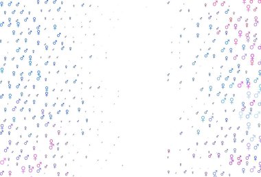 Açık mavi, cinsiyet faktörlü kırmızı vektör deseni. Soyut tarzda, cinsiyet şekilleriyle basit bir gradyan tasarımı. Fasion dergileri için şablon.