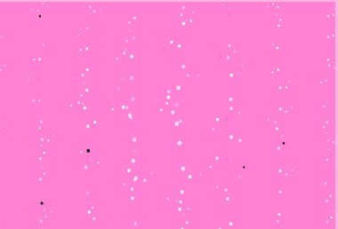 Açık pembe vektör arkaplanı üçgenler, daireler, küplerle. Daireler, çizgiler, rengarenk eşkenar dörtgenler. Reklamlar için desen.