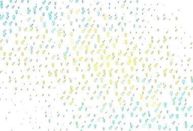 Açık yeşil, cinsiyet faktörlü sarı vektör deseni. Gradyan renkli erkek, soyut tarzda kız sembolleri. Randevu siteleri için temel tasarım.