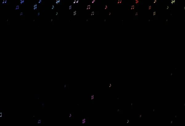 Tmavé Vícebarevné Duhové Vektorové Pozadí Notami — Stockový vektor