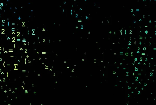 Mörkgrön Gul Vektor Mall Med Matematiska Simboler Skinnande Färgglada Illustration — Stock vektor