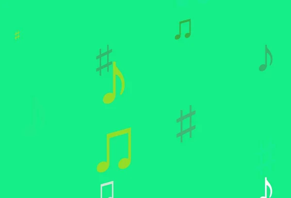 浅绿色 黄色矢量背景 带有音乐符号 — 图库矢量图片