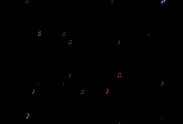 Blu Scuro Sfondo Vettoriale Rosso Con Simboli Musicali Illustrazione Astratta — Vettoriale Stock