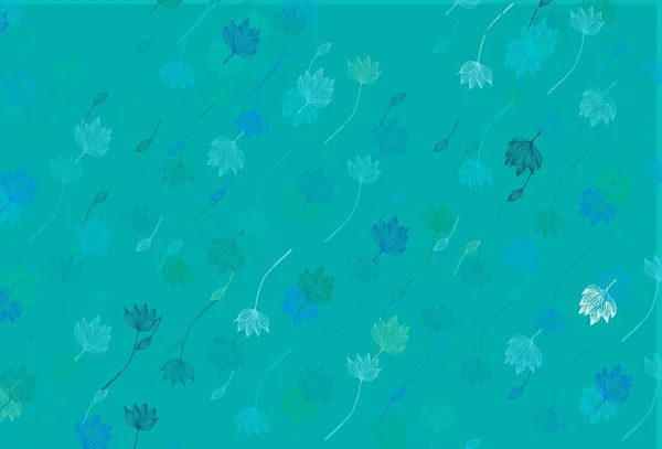 Hellblauer Grüner Vektor Mit Handgemaltem Hintergrund Abstrakte Blätter Mit Farbverlauf — Stockvektor