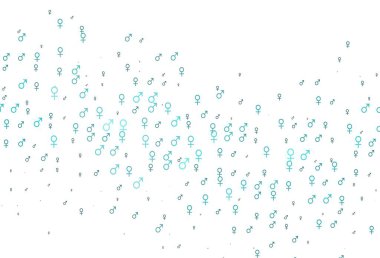 Açık mavi vektör dokusu ile erkek, dişi ikonlar. Renkli cinsiyet sembollü soyut illüstrasyon. Fasion dergileri için şablon.