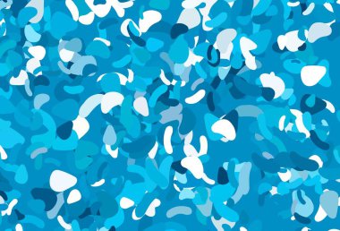 Soyut formlarla açık mavi vektör arkaplanı. Modern tarzda değişen renkli kaotik formlar. Duvar kağıtları için zarif tasarım.