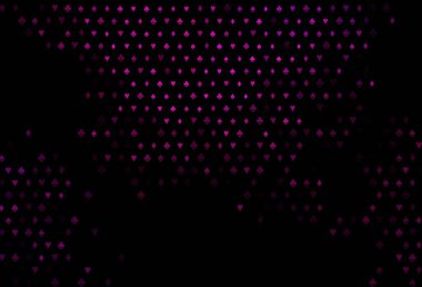 İskambil kağıtlarıyla koyu mor vektör dokusu. Renkli resimler, kalpler, maça, sinek, elmas. Vegas 'ta parti ilanları, etkinlikler.