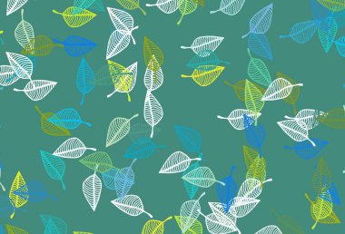 Soyut renkli yapraklarla dekoratif illüstrasyon. Web sitesi için desenli desen.