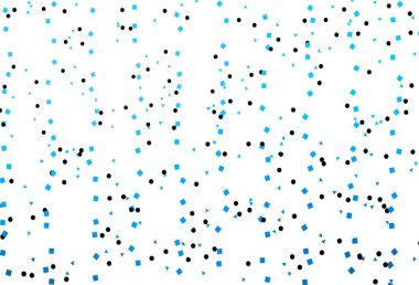 Daireleri, çizgileri, dikdörtgenleri olan hafif BLUE vektör düzeni. Çemberler, üçgenler ve küplerle soyut gradyan çizimi. Web siteleri için şablon kullanılabilir.