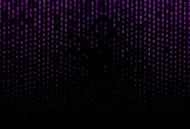 Dolar ile koyu mor vektör şablonu, USD, ABD. Renkli dijital sembollü soyut illüstrasyon. Piyasa reklamları, krediler için şablon.