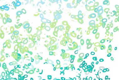 Açık yeşil, noktalı sarı vektör arkaplan. Doğa tarzında bulanık halkaları olan güzel renkli çizimler. Güzel web siteleri için desen.