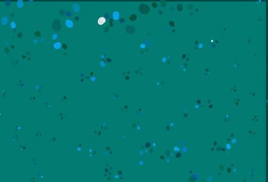 Açık mavi, eğri kurdeleli yeşil vektör deseni. Bulanık çizgiler ve dairelerden oluşan parlak çizimler. Reklamlarınız, posterleriniz, afişleriniz için yepyeni bir tasarım..