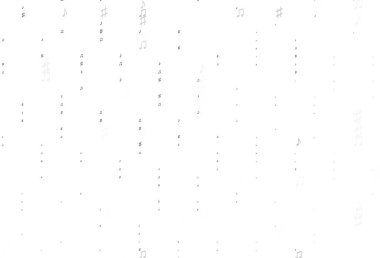 Müzik sembollü açık siyah vektör şablonu. Soyut tarzda dekoratif tasarım ve müzik şekilleri. Duvar kağıtları için modern tasarım.