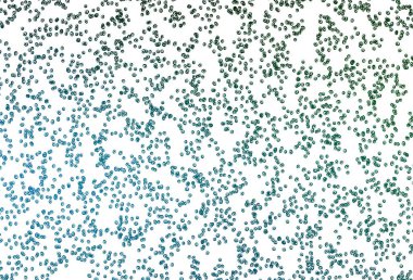 Açık mavi, noktalı yeşil vektör arkaplanı. Renkli su damlaları olan modern soyut çizimler. İş reklamları için tasarım.