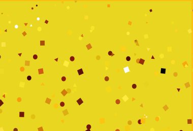 Açık Turuncu vektör şablonu kristaller, daireler, kareler. Küreler, kareler ve çizgilerle soyut çizimler. İniş sayfası için modern şablon.