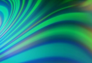 Açık mavi, eğri kurdeleli yeşil vektör arkaplan. Mermer biçiminde yaratıcı geometrik çizim ve gradyan. İş tasarımınız için şablon.