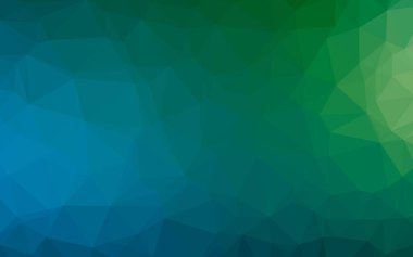 Koyu mavi, yeşil vektör üçgen mozaik kaplama. Parlak renkli bir illüstrasyonla yepyeni bir tarz. Marka kitabınız için şablon.