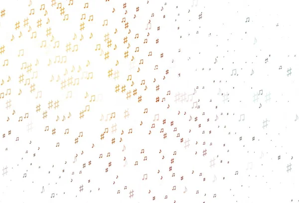 Світло Оранжевий Векторний Фон Музичними Символами Ізольовані Барвисті Музичні Клавіші — стоковий вектор