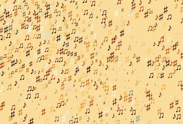Light Orange Vector Background Music Symbols Isolated Colorful Music Keys — Stock Vector