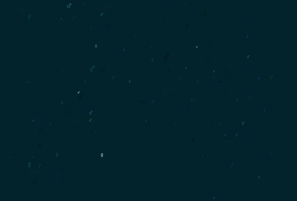 Ανοιχτό Μπλε Πράσινο Διανυσματικό Φόντο Σύμβολα Φύλου Αφηρημένη Εικόνα Πολύχρωμα — Διανυσματικό Αρχείο