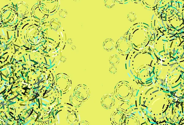 Світло Зелений Жовтий Векторний Фон Крапками Абстрактна Ілюстрація Кольоровими Бульбашками — стоковий вектор