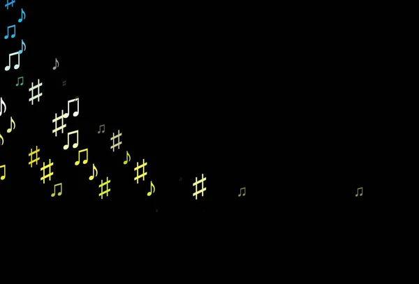 Donkere Vectorsjabloon Met Muzikale Symbolen Abstracte Illustratie Met Kleurrijke Symbolen — Stockvector