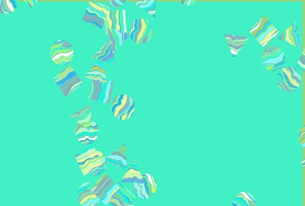 Lichtblauw Geel Vectorsjabloon Met Kristallen Cirkels Vierkanten Abstracte Gradiënt Illustratie — Stockvector