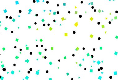 Açık mavi, kristalli, daireli, kareli sarı vektör şablonu. Daireler, çizgiler, rengarenk eşkenar dörtgenler. İş ilanınız için akıllı tasarım.