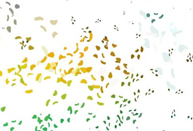 Açık yeşil, Memphis şekilli sarı vektör şablonu. Soyut gradyan şekilli basit renkli çizimler. Bir cep telefonu için arka plan.