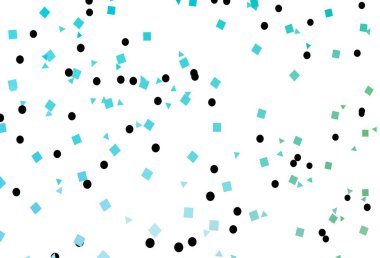 Açık mavi, kristalli yeşil vektör şablonu, daireler, kareler. Renkli daireler, üçgenler, dikdörtgenler. Duvar kağıtları için şablon.